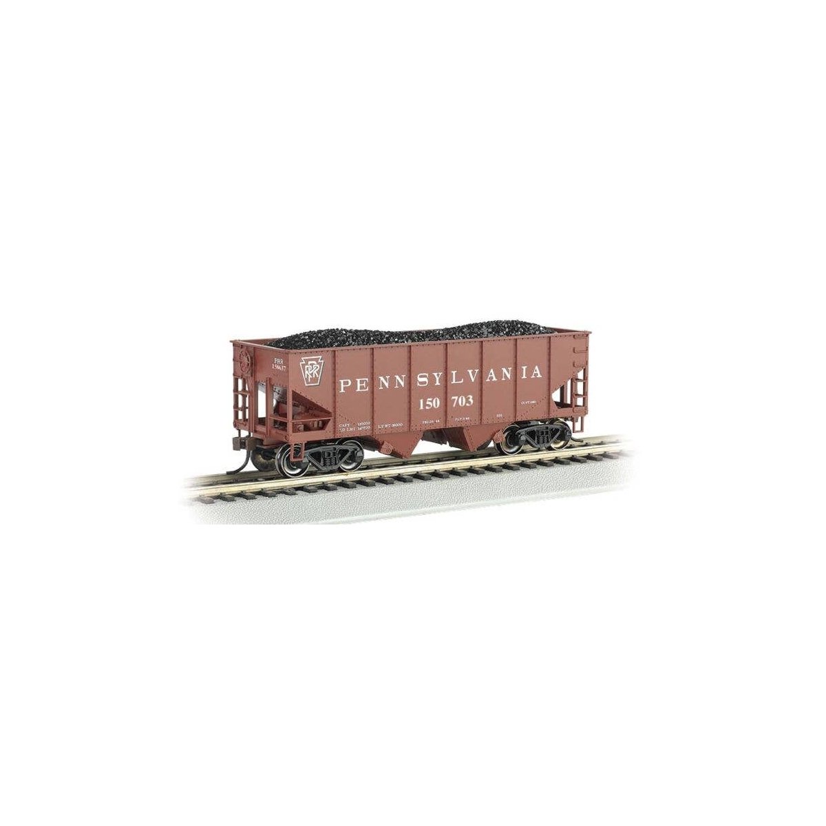 USRA 55-Ton Outside-Braced Hopper with Load - Ready to Run - Silver Series(R) -- Pennsylvania Railroad 150703 (Tuscan, Shadow Ke