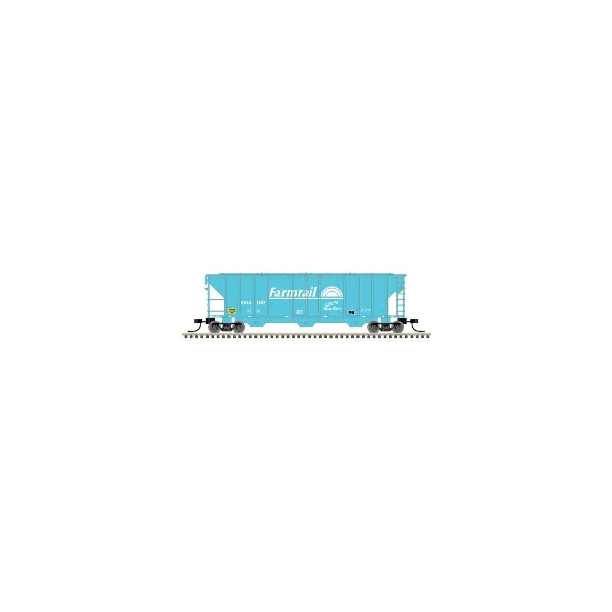PS-2 4427 3-Bay Covered Hopper - Ready to Run - Master(R) -- Farmrail GNBC 1002 (teal, white), N, Atlas Model Railroad Co. 50006