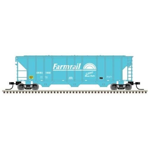 PS-2 4427 3-Bay Covered Hopper - Ready to Run - Master(R) -- Farmrail GNBC 1002 (teal, white), N, Atlas Model Railroad Co. 50006