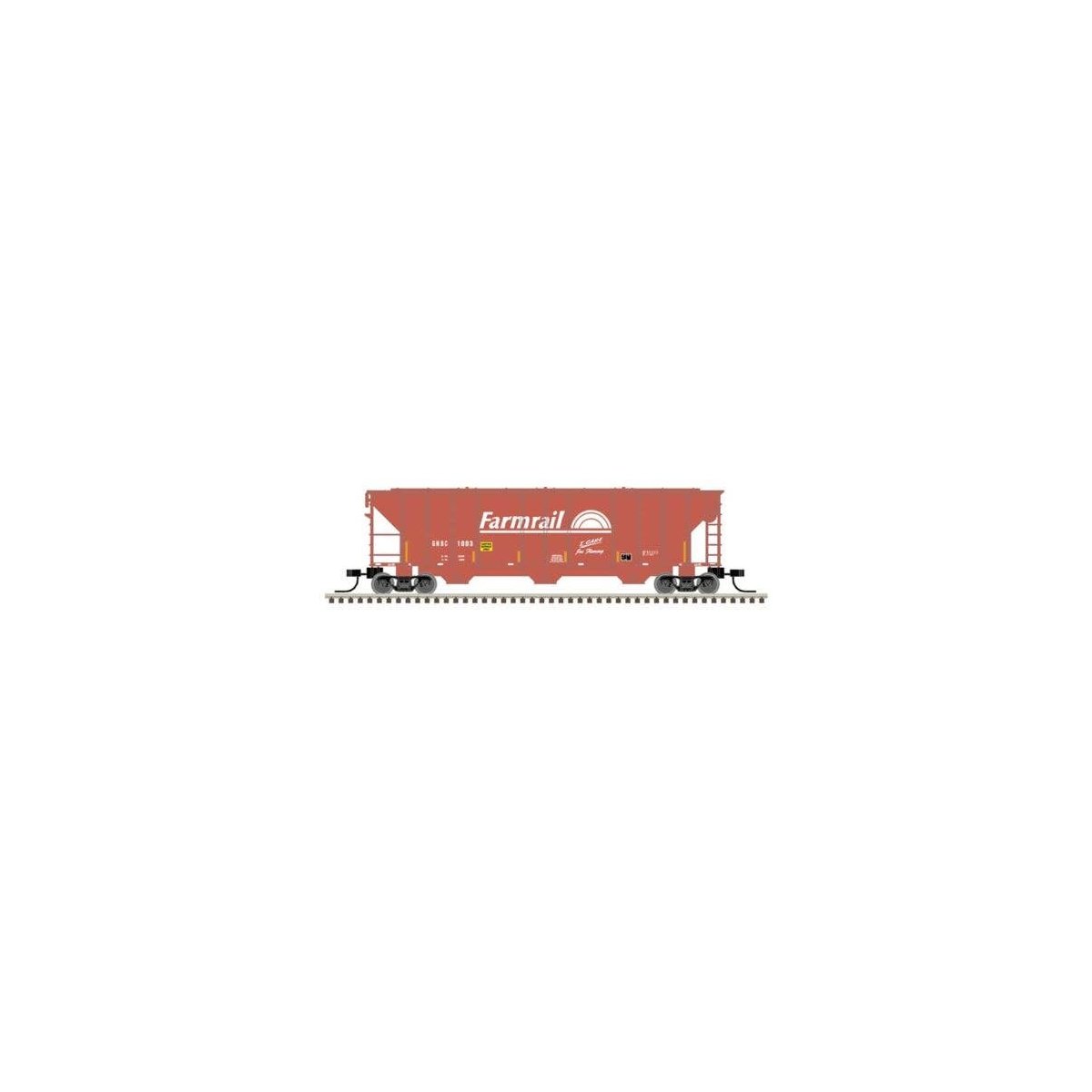 PS-2 4427 3-Bay Covered Hopper - Ready to Run - Master(R) -- Farmrail GNBC 1003 (Boxcar Red, white), N, Atlas Model Railroad Co.