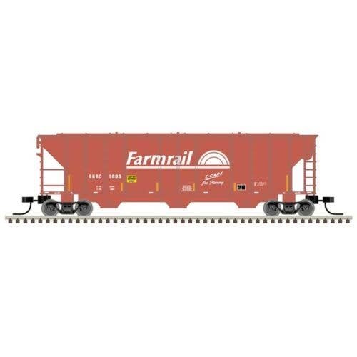 PS-2 4427 3-Bay Covered Hopper - Ready to Run - Master(R) -- Farmrail GNBC 1003 (Boxcar Red, white), N, Atlas Model Railroad Co.