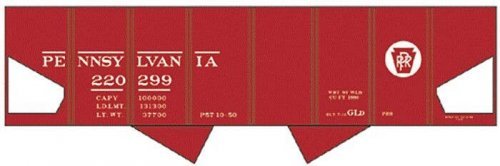 Railroad Decal Set -- Pennsylvania Railroad GLd USRA 2-Bay Open Hopper (Tuscan Car w/Circle Ke, HO, Tichy Train Group 10025