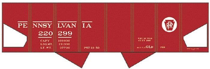 Railroad Decal Set -- Pennsylvania Railroad GLd USRA 2-Bay Open Hopper (Tuscan Car w/Circle Ke, HO, Tichy Train Group 10025