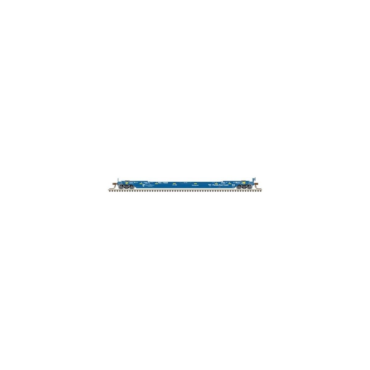 53′ Rebuilt Well Car - Ready to Run - Master(R) -- Florida East Coast 74122 (blue, white, Grupo Mexico Logo), N, Atlas Model R