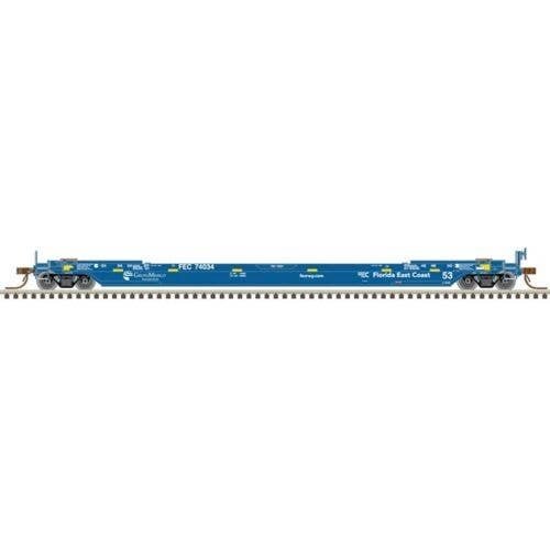 53′ Rebuilt Well Car - Ready to Run - Master(R) -- Florida East Coast 74122 (blue, white, Grupo Mexico Logo), N, Atlas Model R