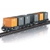 Type Laabs Container Transport Car w/VW Containers - 3-Rail - Ready to Run -- German Federal Railroad DB (Era IV 1971, black yel
