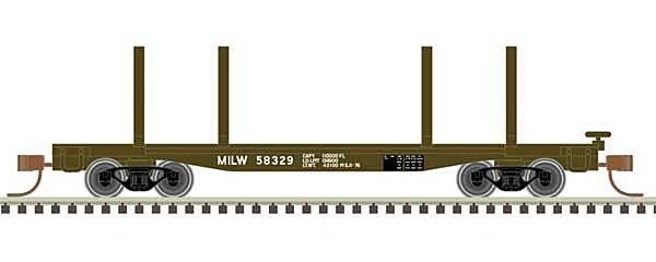 45′ Logging Flatcar - Ready to Run - Master(R) -- Milwaukee Road 58617 (Boxcar Red, white), N, Atlas Model Railroad Co. 500062