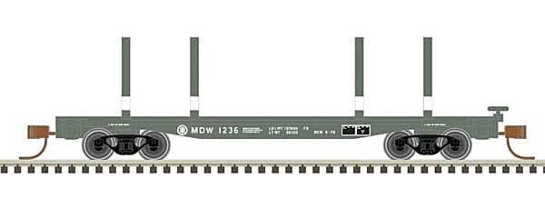 45′ Logging Flatcar - Ready to Run - Master(R) -- Boise Cascade MDW 1236 (green, white), N, Atlas Model Railroad Co. 50006269