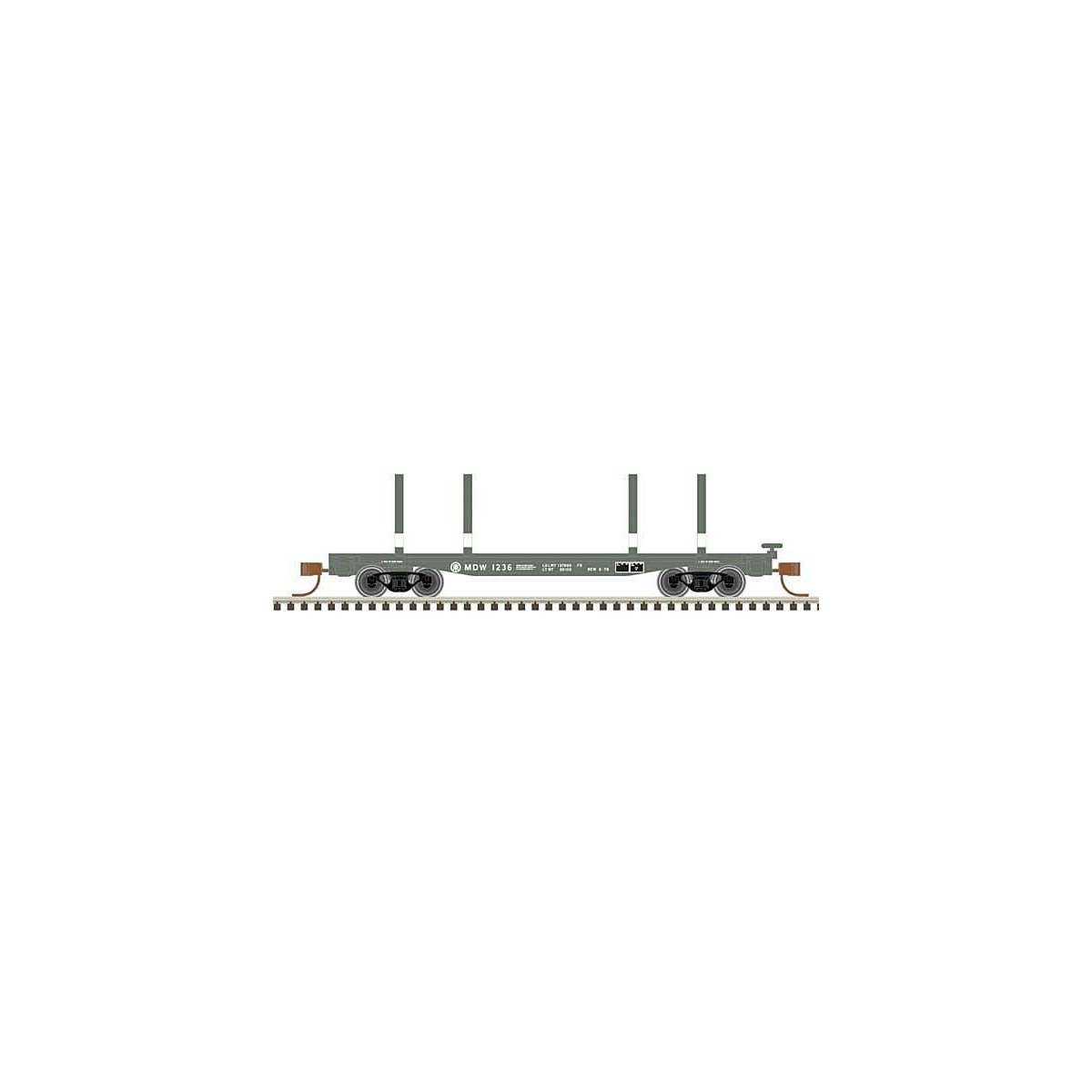45′ Logging Flatcar - Ready to Run - Master(R) -- Boise Cascade MDW 1275 (green, white), N, Atlas Model Railroad Co. 50006271