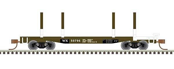 45′ Logging Flatcar - Ready to Run - Master(R) -- Weyerhaeuser 59917 (Boxcar Red, white), N, Atlas Model Railroad Co. 50006277