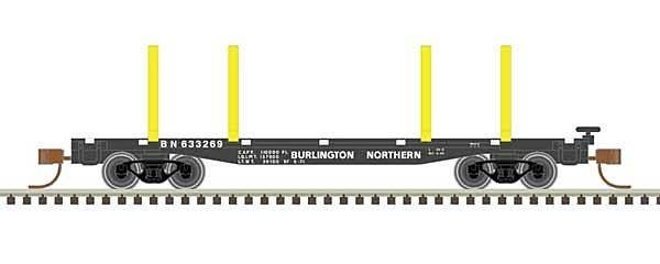 45′ Logging Flatcar - Ready to Run - Master(R) -- Burlington Northern 633269 (black, yellow), N, Atlas Model Railroad Co. 5000