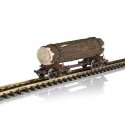 Disconnect Log Car w/Load - Ready to Run -- Painted, Unlettered (Boxcar Red), G, LGB 46775
