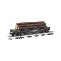 Operating Log Dump Car - 3-Rail - Ready to Run - Williams(TM) -- Pickering Lumber Company (Black), O, Bachmann Industries 47926