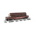 Operating Log Dump Car - 3-Rail - Ready to Run - Williams(TM) -- Yellow Pine Lumber Company (Boxcar Red), O, Bachmann Industries