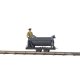 Tipper Side-Dump Car with Brakeman Figure - Feldbahn -- Black, Hn2, Busch Gmbh & Co Kg 12219
