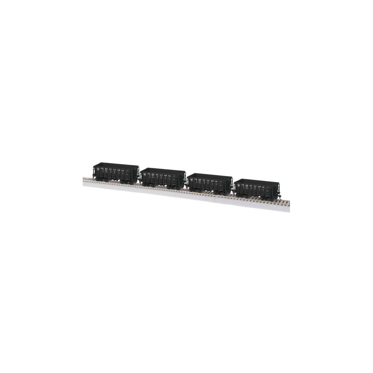 Class G38 Ore Car 4-Pack - Ready to Run -- Pennsylvania Railroad 15357, 15672, 15819, 15905 (As-Delivered, black), HO, Lionel 24