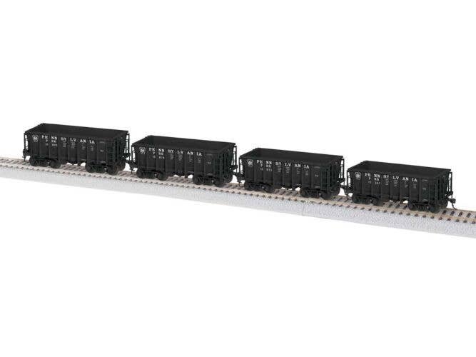 Class G38 Ore Car 4-Pack - Ready to Run -- Pennsylvania Railroad 15357, 15672, 15819, 15905 (As-Delivered, black), HO, Lionel 24