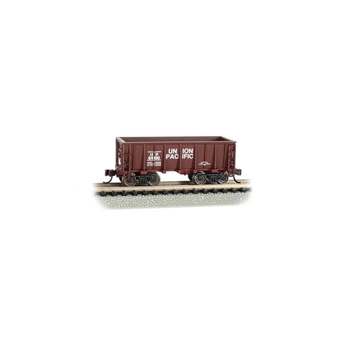Ore Car - Flat-Bottom - Ready to Run -- Union Pacific (Boxcar Red), N, Bachmann Industries 18651