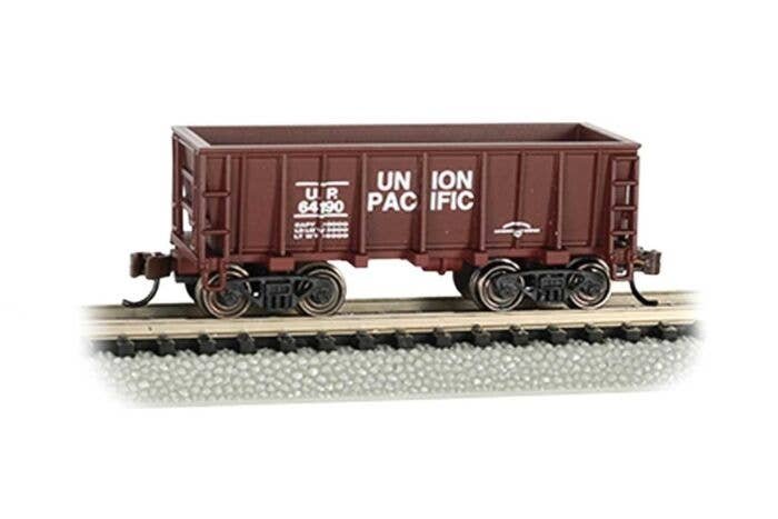 Ore Car - Flat-Bottom - Ready to Run -- Union Pacific (Boxcar Red), N, Bachmann Industries 18651