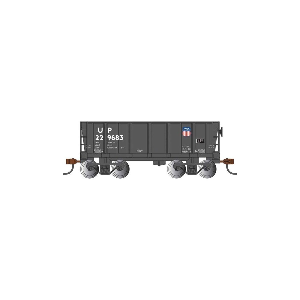 Ore Car - Ready to Run - Silver Series(R) -- Union Pacific 229683 (black, Small Logo), HO, Bachmann Industries 18613