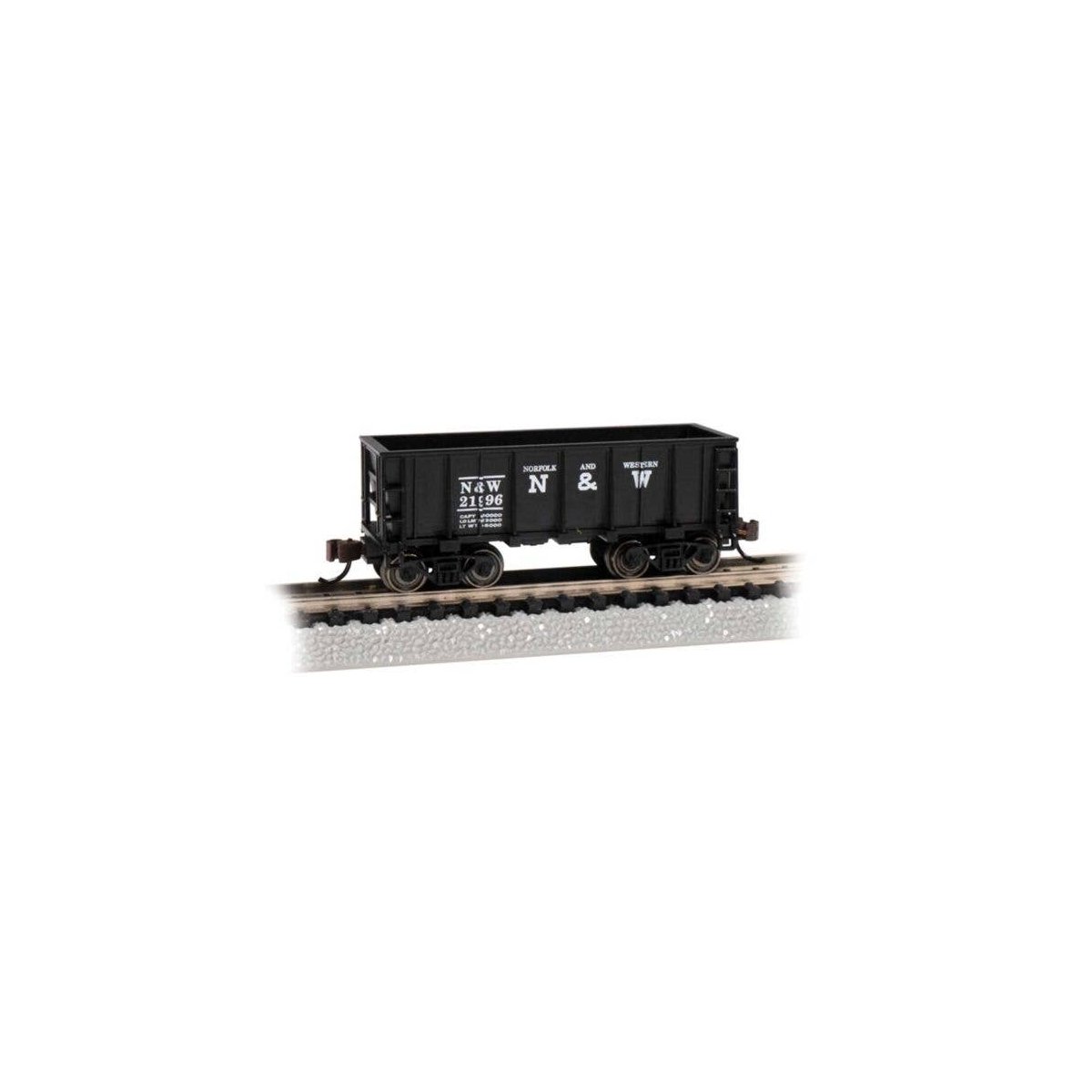 Flat-Bottom Ore Car - Ready to Run -- Norfolk & Western 21996 (black), N, Bachmann Industries 18658