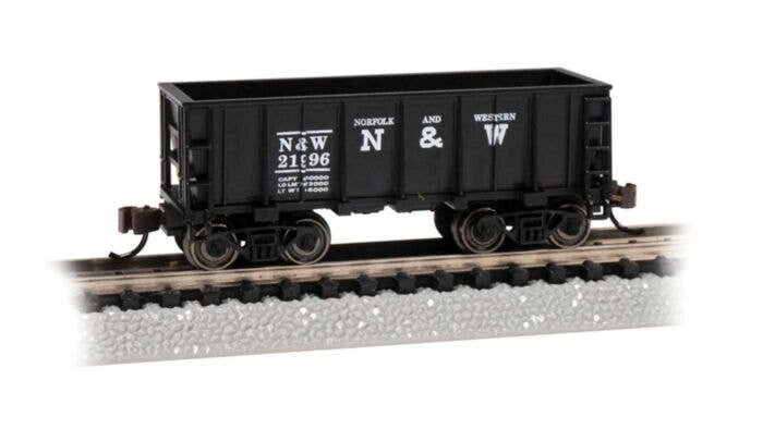 Flat-Bottom Ore Car - Ready to Run -- Norfolk & Western 21996 (black), N, Bachmann Industries 18658