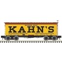 36` Wood Reefer - Ready to Run - Master(R) -- Kahn`s 1121 (yellow, black, Boxcar Red), HO, Atlas Model Railroad Co. 20007206