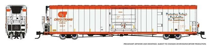 Greenbrier 7780 Cubic Foot Reefer - Ready to Run -- Cryo-Trans Random from Set 1 (white, orange), N, Rapido Trains Inc 567001A