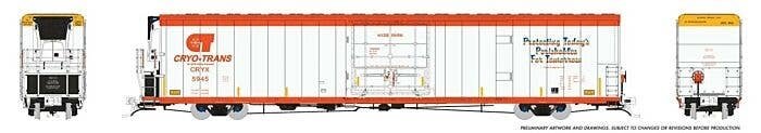 Greenbrier 72′ IL 7780 Mechanical Reefer - With Sound - Ready to Run -- Cyro-Trans CRYX 5945 Spuds (white, orange), HO, Rapido
