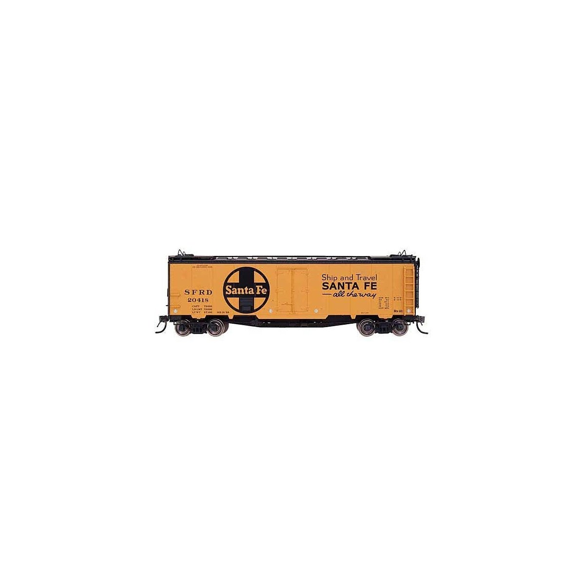Santa Fe 40′ Steel Ice Reefer - Ready to Run -- Santa Fe Ship & Travel (Large Herald), N, Intermountain Railway Company 66111