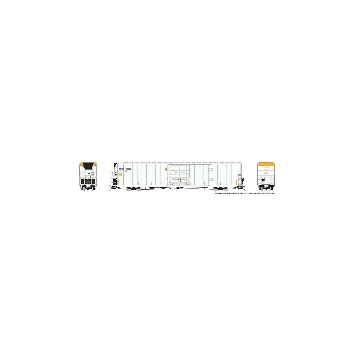 Greenbrier 72′ IL 7780 Mechanical Reefer - Ready to Run -- Greenbrier Leasing AOKX Random From Set 1 (white, yellow), HO, Rapi