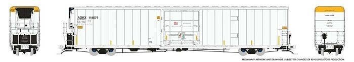 Greenbrier 72′ IL 7780 Mechanical Reefer - Ready to Run -- Greenbrier Leasing AOKX Random From Set 1 (white, yellow), HO, Rapi