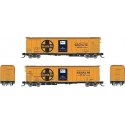 Class RR-61 Mechanical Reefer 4-Pack - Ready to Run -- Santa Fe 3 (orange, blue, black, Ship and Travel Slogan, Large Logo), N, 