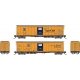 Class RR-56 Mechanical Reefer 4-Pack - Ready to Run -- Santa Fe (orange, blue, black, Mixed Slogans, Square Logo), N, Rapido Tra