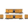 Class RR-56 Mechanical Reefer 4-Pack - Ready to Run -- Santa Fe (orange, blue, black, Mixed Slogans, Square Logo), N, Rapido Tra