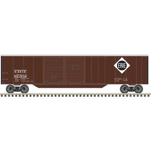 50′ Double-Door Boxcar - Ready to Run -- Erie 67517 (Boxcar Red, white), N, Trainman 50007322