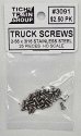 Stainless Steel Truck Screws for HO Freight Cars -- Self-Tapping 2-56 x 3/16′ pkg(25), HO, Tichy Train Group 3091