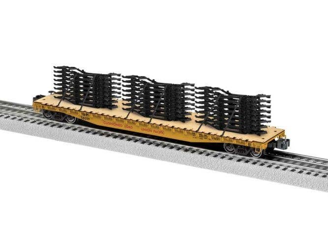 PS-4 50′ Flatcar w/Auto Frame Load - 3-Rail - Ready to Run -- Union Pacific 58059 (Armour Yellow, red), O, Lionel 2626150