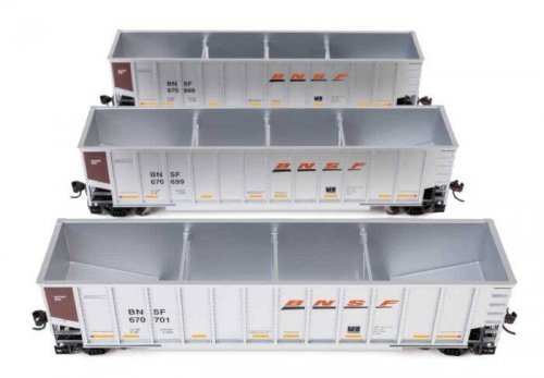50′ Bethgon Coalporter Gondola 3-Pack - Ready to Run -- BNSF 670668, 670699, 670701, HO, WalthersMainline 55910