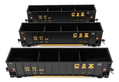 50′ Bethgon Coalporter Gondola 3-Pack - Ready to Run -- CSX 381091, 381122, 381399, HO, WalthersMainline 55911