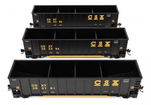 50′ Bethgon Coalporter Gondola 3-Pack - Ready to Run -- CSX 382385, 382394, 384181, HO, WalthersMainline 55912