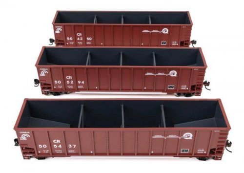 50′ Bethgon Coalporter Gondola 3-Pack - Ready to Run -- Conrail 504250, 505294, 505437, HO, WalthersMainline 55915