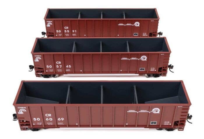 50′ Bethgon Coalporter Gondola 3-Pack - Ready to Run -- Conrail 505591, 505745, 506069, HO, WalthersMainline 55916