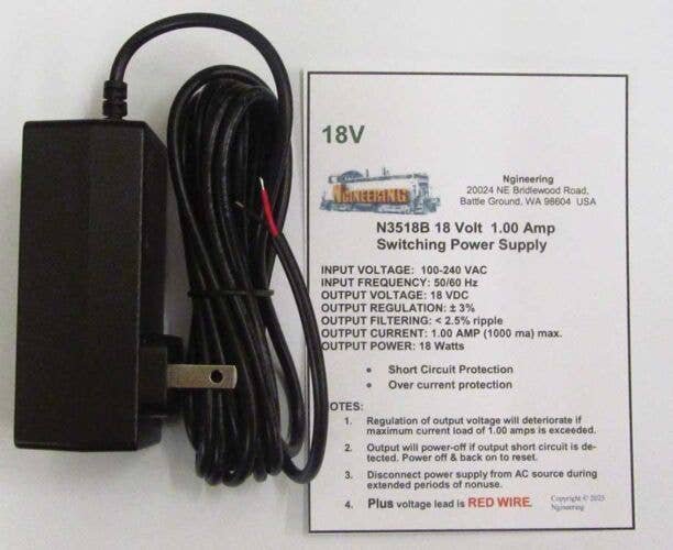 Switching Power Supply -- 18V 1A, All Scales, Ngineering N3518B