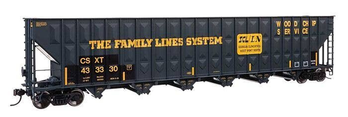 73′ Greenville 7,000 Cubic Foot Wood Chip Hopper - Ready to Run -- CSX 433330 (Patched Family L, HO, WalthersMainline 56378