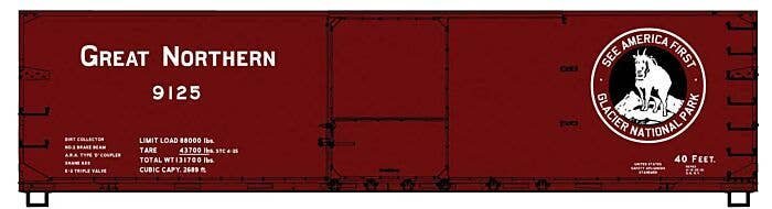 USRA 40′ Double-Sheathed Wood Boxcar - Kit -- Great Northern (Boxcar Red, black, See America First , HO, Accurail Inc 81921