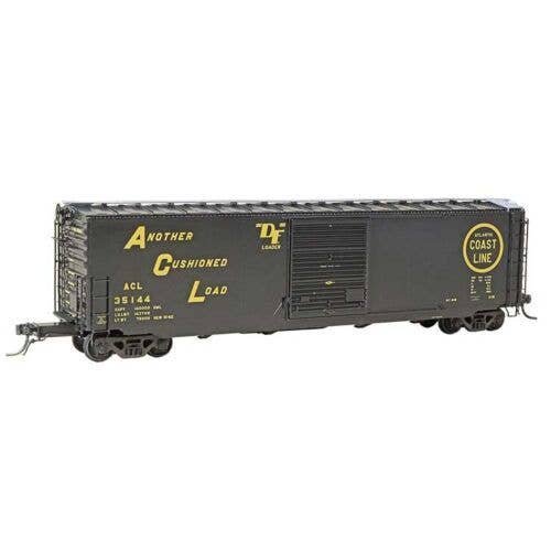PS-1 50′ Boxcar - Ready to Run -- Atlantic Coast Line 35144 (As-Built 1962, black, yellow), HO, Kadee Quality Products 6423
