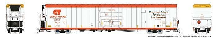 Greenbrier 72′ IL 7780 Mechanical Reefer - With Sound - Ready to Run -- Cyro-Trans CRYX 5933 Why (white, orange), HO, Rapido T