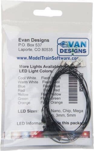 Mega Chip LED High Brightness SMD Style w/8` 20.3cm Wire Leads -- Green 3/16 x 3/16 x 1/16` , All Scales, Evan Designs UM5