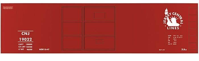 Railroad Decal Set -- Central Railroad of New Jersey 40′ 1-1/2 Door Steel Boxcar, N, Tichy Train Group 10106N